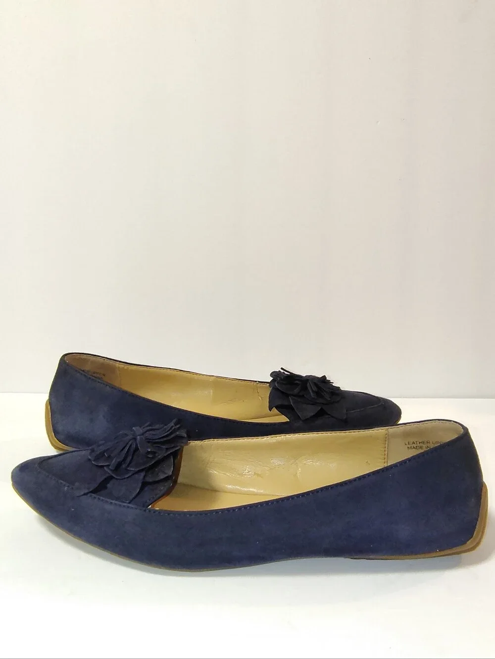 Talbots Women's Francesca Flower Suede Driving Moccasins Slip-On Flats Navy 5.5